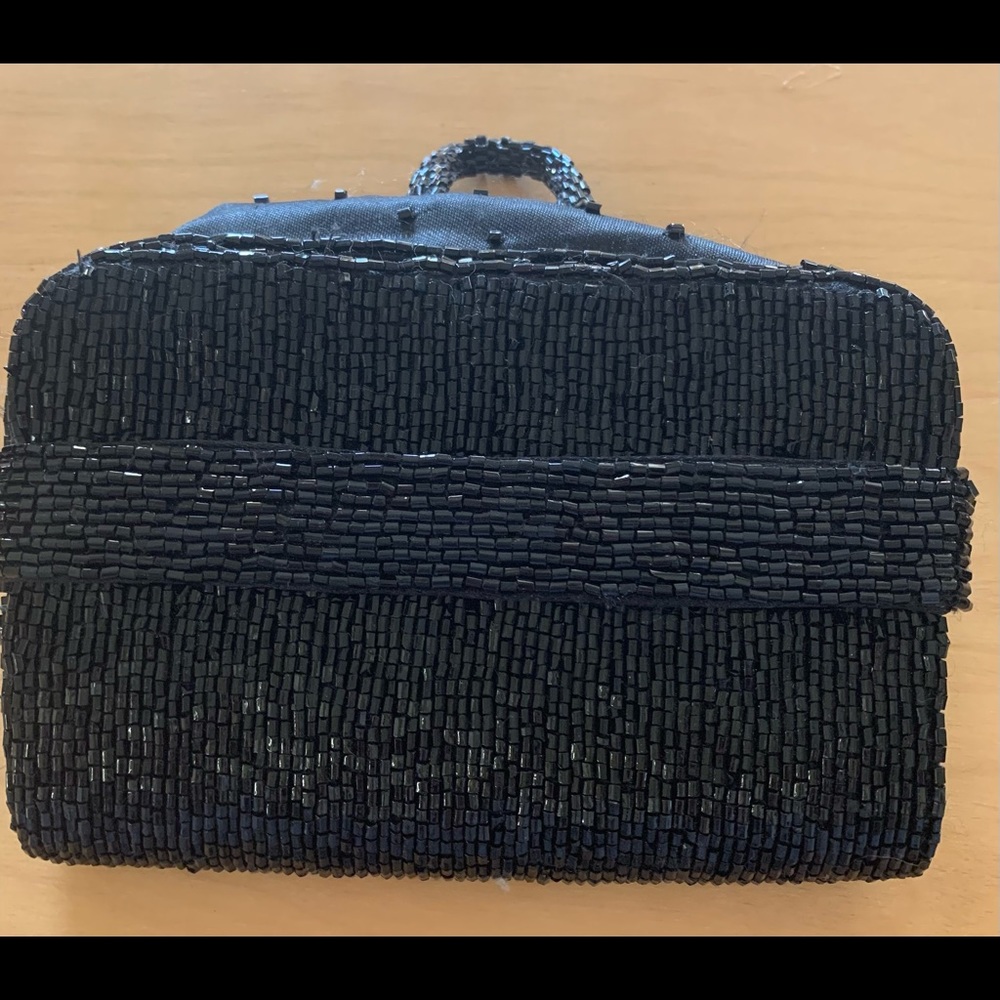 Small black beaded evening bag